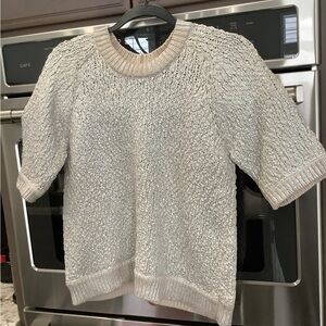 Rebecca Taylor Beige and Silver Knit Sweater